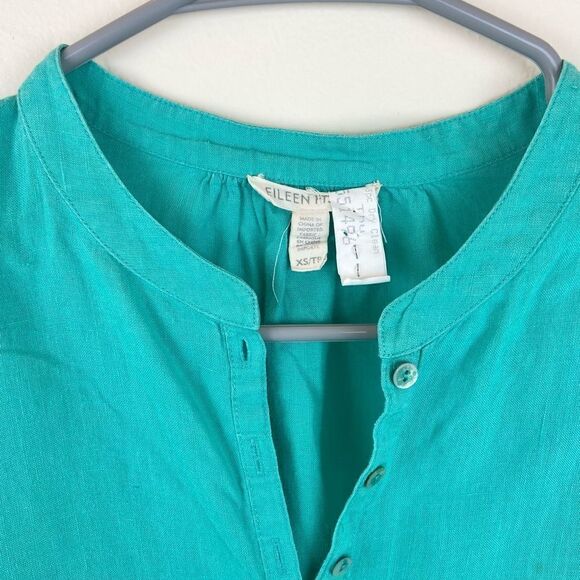 Eileen Fisher Linen Quarter-Button Top - Picture 7 of 7